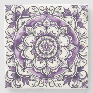 Dessous-de-verre En Pierre Créez Votre Propre Fleur de Mandala Talavera Viole