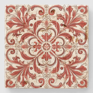 Dessous-de-verre En Pierre Créez Votre Propre Floral Écarlate Patiné de Style