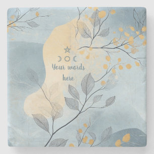 Dessous-de-verre En Pierre Créez Votre Propre Floral Minimaliste Bleu Doré