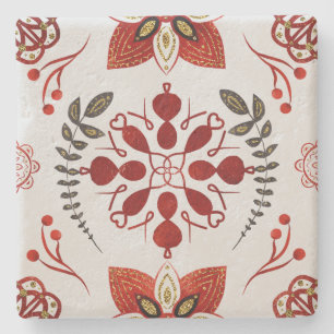 Dessous-de-verre En Pierre Créez Votre Propre Mandala Floral de Yule de Style
