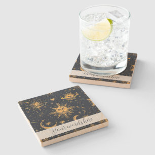 Dessous-de-verre En Pierre Créez Votre Propre Or Bleu Céleste Lune & Étoiles