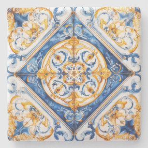 Dessous-de-verre En Pierre Créez Votre Propre Talavera Bleu Or Faux
