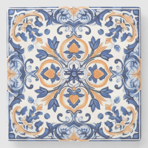 Dessous-de-verre En Pierre Créez Votre Propre Talavera Peint Bleu Orange Faux