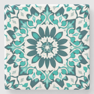 Dessous-de-verre En Pierre Créez Votre Propre Teal Aqua Gris Faux Talavera