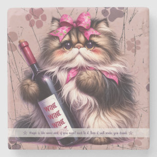 Dessous-de-verre En Pierre Créez Votre Propre Vin Drôle de Chat Persan Ms Kit