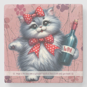 Dessous-de-verre En Pierre Créez Votre Propre Vin Drôle Ms Kitty Chubby Kitte