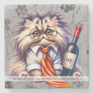 Dessous-de-verre En Pierre Créez Votre Propre Vin Drôle pour Chat Persan Exéc