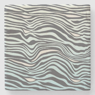 Dessous-de-verre En Pierre Crème bleue Zebra Print Ombre