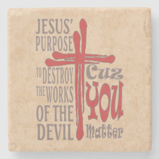Dessous-de-verre En Pierre Croix du Christ sang rouge gouttes Cuz You Matt