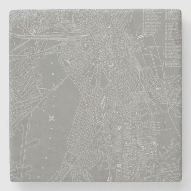 Dessous-de-verre En Pierre Croquis de la carte de Boston City (Devant)