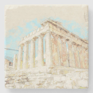 Dessous-de-verre En Pierre Croquis des ruines du temple antique, Athènes