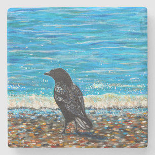 Dessous-de-verre En Pierre Crow sur la plage 3 Tableau