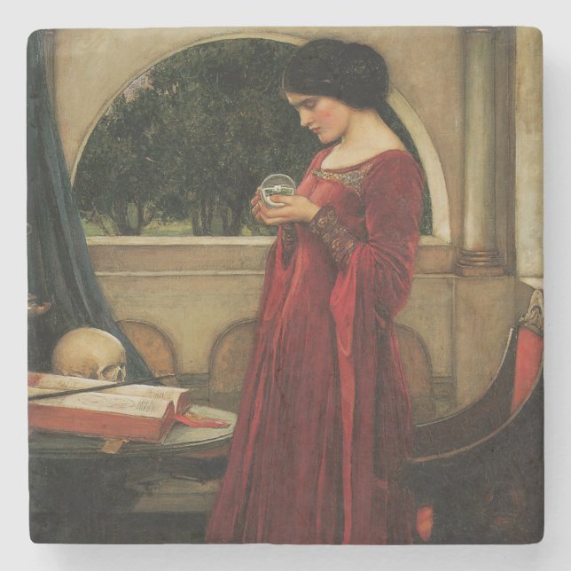 Dessous-de-verre En Pierre Crystal Ball Woman Waterhouse Peinture (Devant)