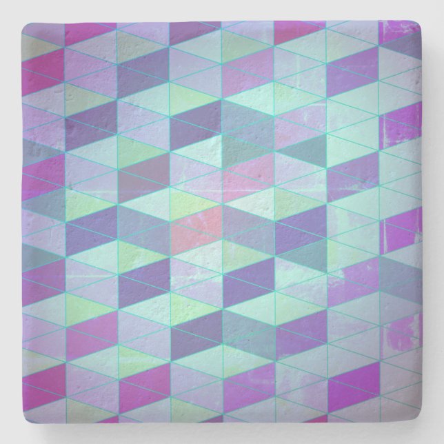 Dessous-de-verre En Pierre Cubes en triangles Motif géométrique (Devant)