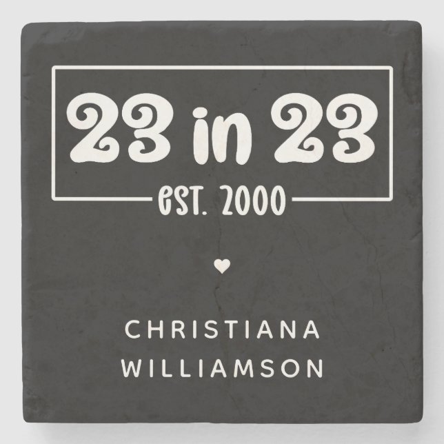 Dessous-de-verre En Pierre Custom 23rd Birthday Gift 23 en 23 Est 2000 (Devant)