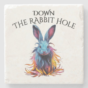 Dessous-de-verre En Pierre Custom Down Rabbit Hole Blue Bunny
