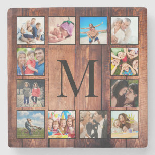 Dessous-de-verre En Pierre Custom Family Photo Collage Reclaimed Wood