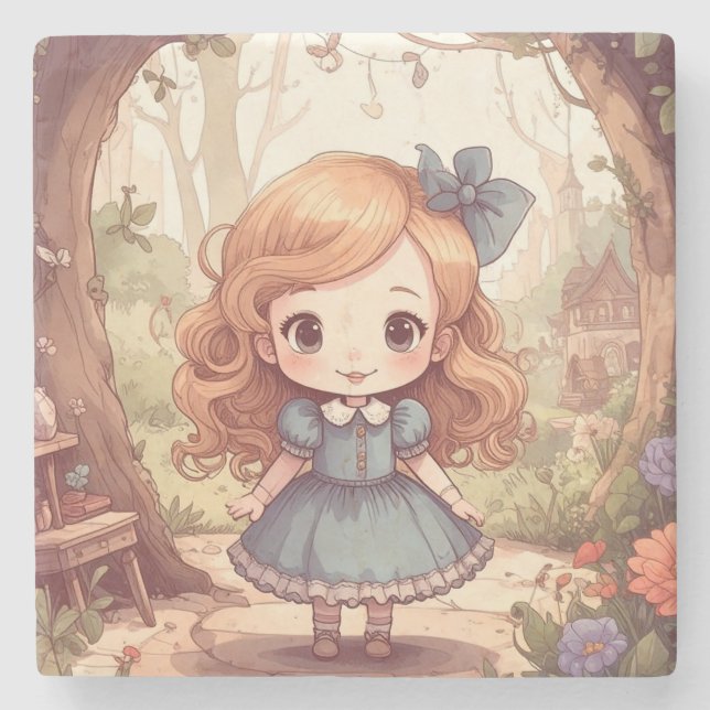 Dessous-de-verre En Pierre Cute Alice in Wonderland Whimsical Woodland Art (Devant)