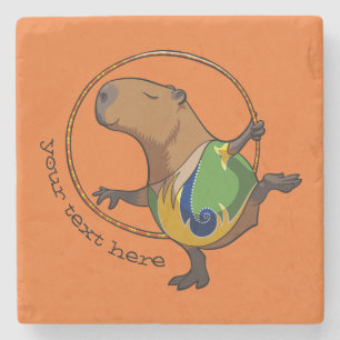 Dessous-de-verre En Pierre Cute Capybara Rhythmic Gymnastics Hoop Cartoon