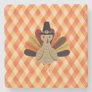Dessous-de-verre En Pierre Cute, classique/vintage Thanksgiving Turquie