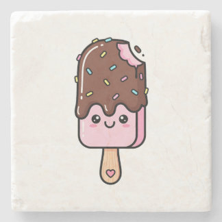Dessous-de-verre En Pierre Cute Kawaii Smiling Popsicle