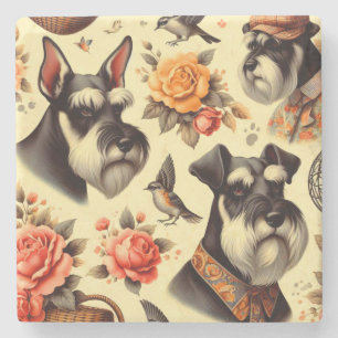 Dessous-de-verre En Pierre Cute Vintage Schnauzer