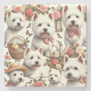 Dessous-de-verre En Pierre Cute West Highland White Terrier sans fil