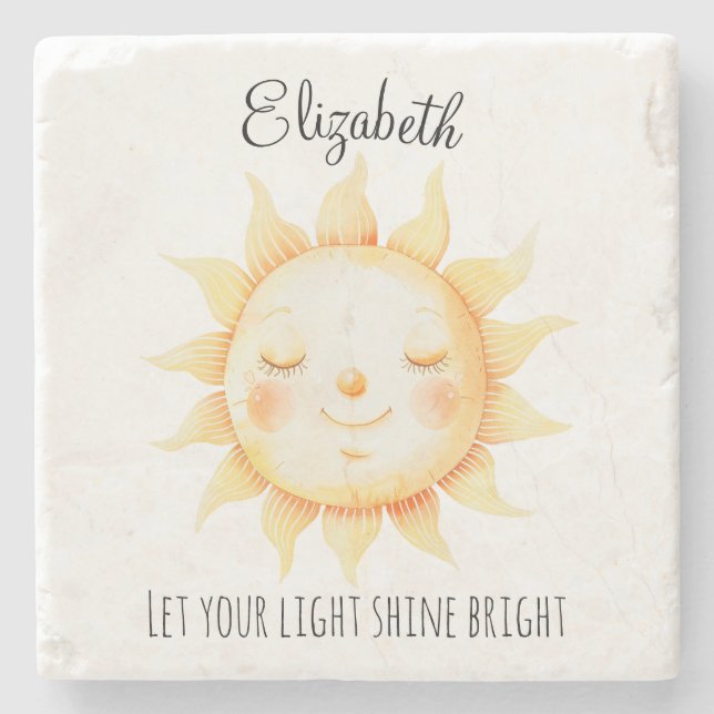 Dessous-de-verre En Pierre Cute Yellow Sunshine Personnalisé (Devant)