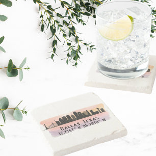 Dessous-de-verre En Pierre Dallas TX Skyline Latitude et Longitude