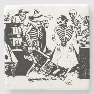 Dessous-de-verre En Pierre Danse squelettique mexicaine vintage de Posada