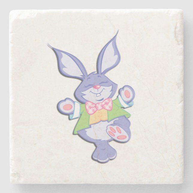 Dessous-de-verre En Pierre Danser Violet Bunny de Pâques (Devant)
