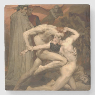 Dessous-de-verre En Pierre Dante et Virgile en enfer (par Bouguereau)