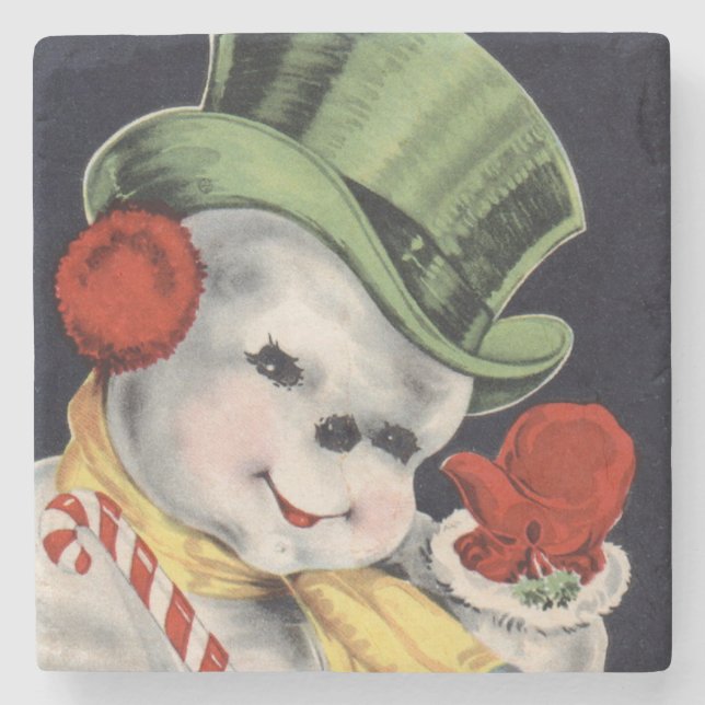 Dessous-de-verre En Pierre Dapper Christmas Snowman (Devant)