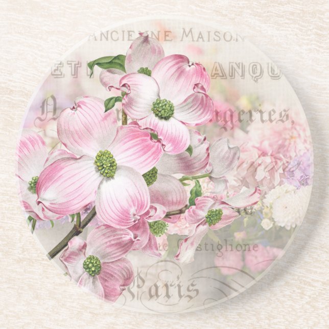 Dessous de verre en pierre de bois rose vintage (Devant)