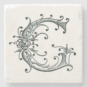 Dessous-de-verre En Pierre ` De fantaisie vintage G de monogramme'