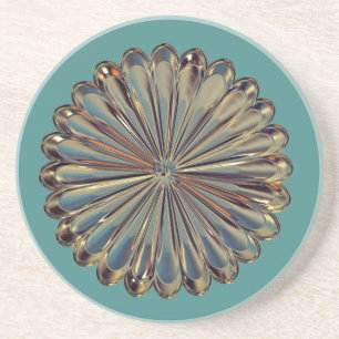 Dessous de verre en pierre de médaillon de fleurs 
