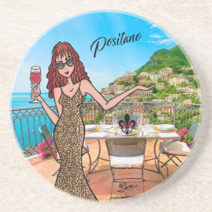 Dessous de verre en pierre de Positano Leopard