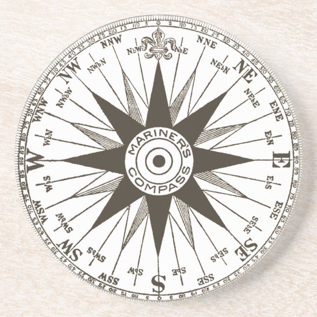 Dessous de verre en pierre de Rose vintage Compass (Devant)