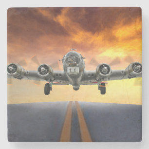 DESSOUS-DE-VERRE EN PIERRE DÉCOLLAGE DE LA FORTERESSE VOLANTE B-17