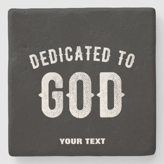 DESSOUS-DE-VERRE EN PIERRE DÉDIÉ À DIEU PERSONNALISABLE COOL TEXTE BLANC (Devant)