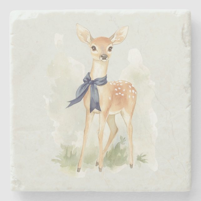 Dessous-de-verre En Pierre Deer with Blue Bow (Devant)