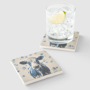 Dessous-de-verre En Pierre Delft Blue Cow - Un hommage artistique intemporel