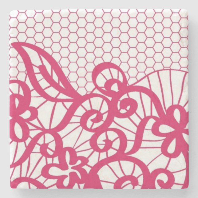 Dessous-de-verre En Pierre Dentelle rouge (Devant)