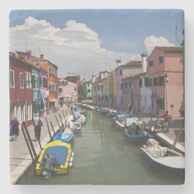 Dessous-de-verre En Pierre Des maisons colorées le long du canal sur l'île de (Devant)