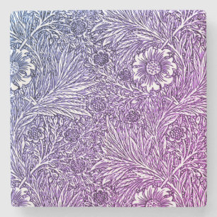 Dessous-de-verre En Pierre Design floral complexe dans les tons violets et bl