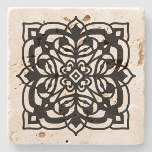 Dessous-de-verre En Pierre Design floral inspiré de la Renaissance noire