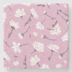 Dessous-de-verre En Pierre Design Floral Rose - Art Fleur Élégant