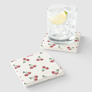Dessous-de-verre En Pierre Design Motif Red Cherries