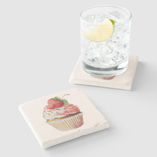 Dessous-de-verre En Pierre Dessert sucré à la fraise Cupcake