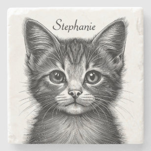 Dessous-de-verre En Pierre Dessin adorable de Young Cat